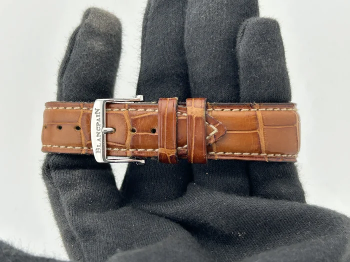 Blancpain Villeret Triple Calender White Roman Numerals Dial on Leather Strap / SS Buckle Ref. B6553.1127A.55 with Papers 2004 - Image 4