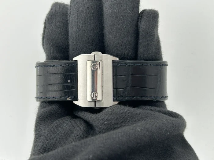 Cartier Santos 100 Large Silver Roman Numerals Dial on Leather Ref. W2007GX with Manuals Only - Image 4