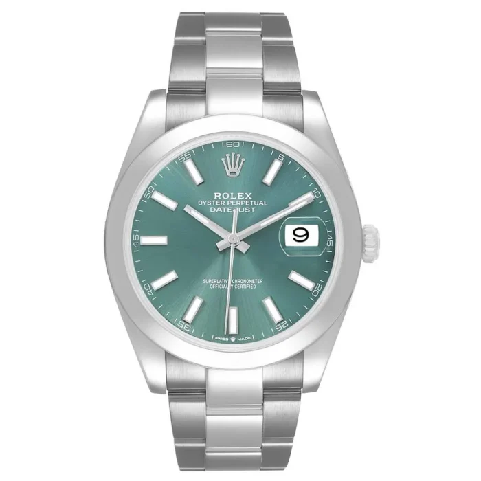 20913906_byfdu509escvka2ttun6hz1zprcp.webp Rolex Datejust Mint Green Index Dial on Oyster Bracelet Ref. 126300 with Card (New Style Green) 2025 - Image 1