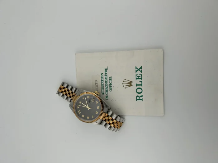 Rolex Datejust Black Anniversary Dial Dial on 2-Tone Jubilee D-Link Ref. 16233 with Papers 1995 - Image 7