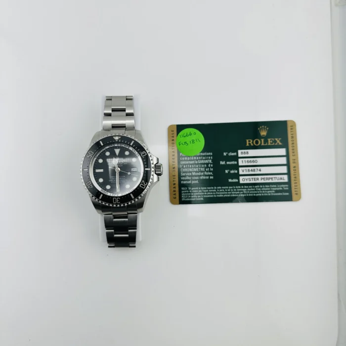 Rolex Sea-Dweller Deepsea Black Dial on Oyster Bracelet Ref. 116660 with Card (Old Green) 2009 - Image 2