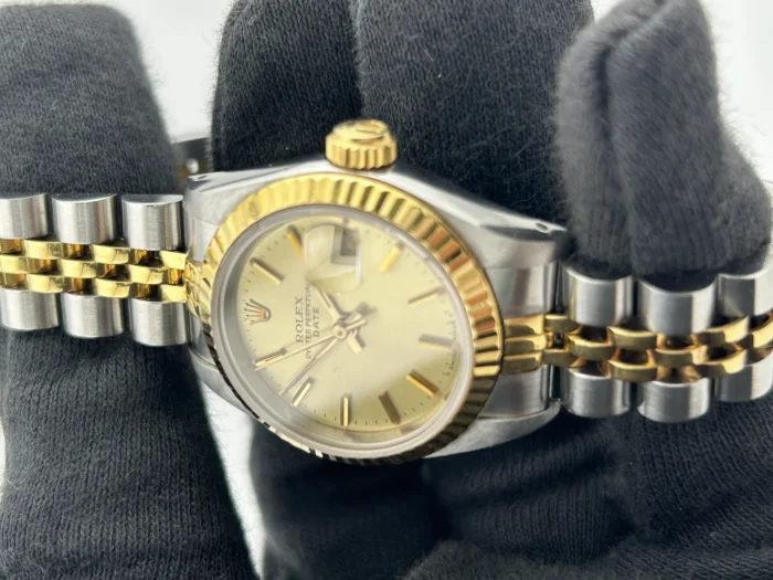 Rolex Datejust Lady Champagne Stick Dial on 2-Tone D-Link Jubilee Ref. 69173 - Image 2