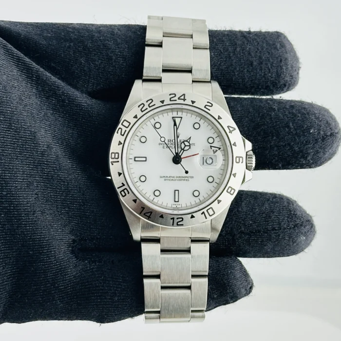 Rolex Explorer II Polar White Dial on Oyster bracelet Ref. 16570 with Papers 1998 - Image 2