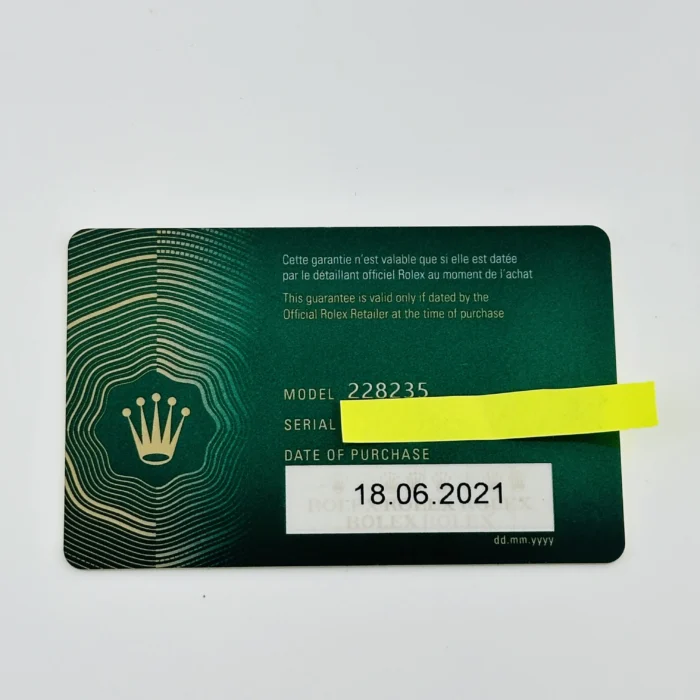 Rolex Day-Date Olive Green Roman Dial on President Bracelet Ref. 228235 with New Style Card (green) 2021 - Image 7