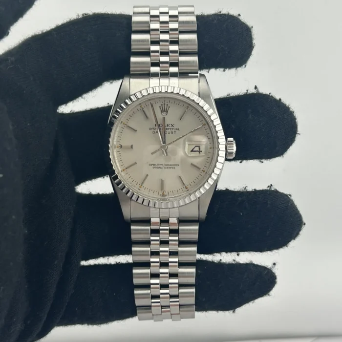 Rolex Datejust Silver Stick Dial on D-Link Jubilee Bracelet Ref. 16030 - Image 2