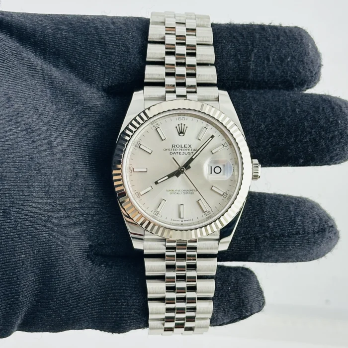 Rolex Datejust Silver Index Dial on D-Link Jubilee Bracelet Ref. 126334 with Card (New Style White) 2019 - Image 2