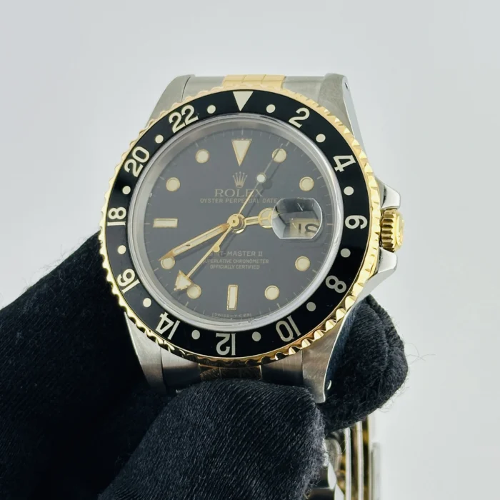 Rolex GMT Master II Black Dial on D-Link Jubilee Bracelet Ref. 16713 - Image 3
