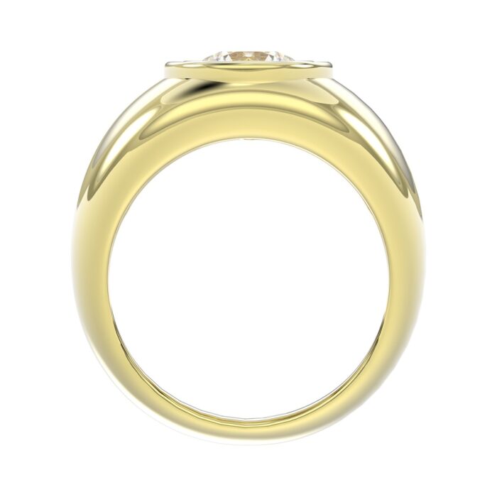 MEN'S RING 2CT ROUND DIAMOND 14K YELLOW GOLD (CENTER STONE ROUND DIAMOND 2CT ) - Image 2