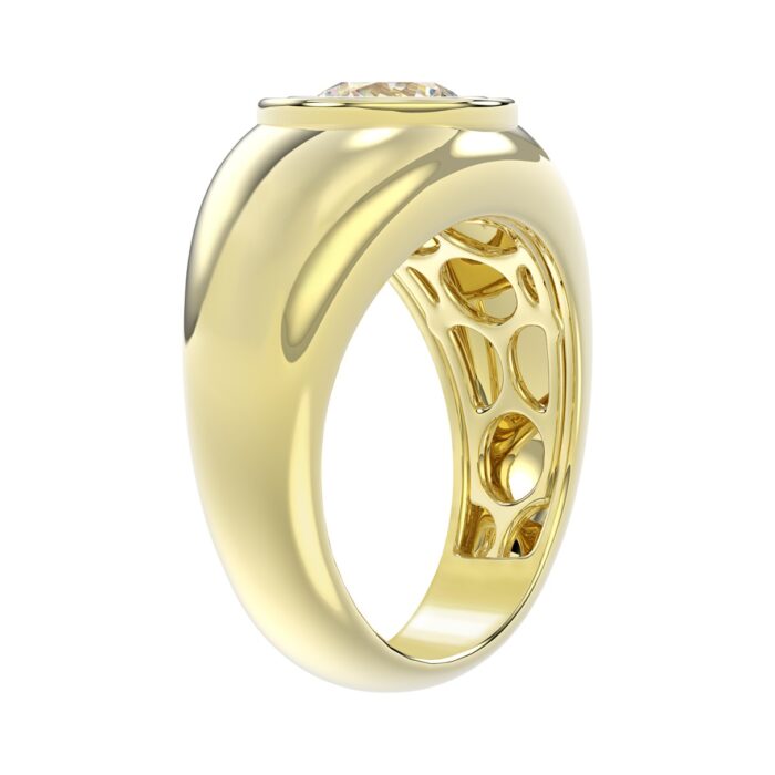 MEN'S RING 2CT ROUND DIAMOND 14K YELLOW GOLD (CENTER STONE ROUND DIAMOND 2CT ) - Image 3