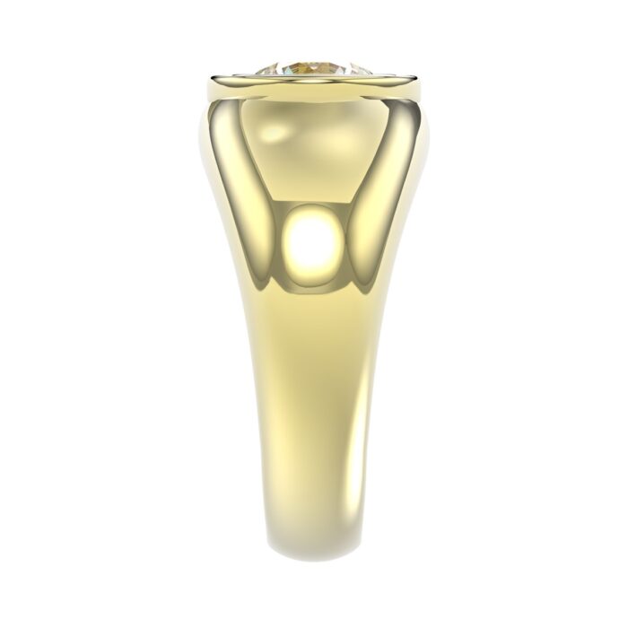 MEN'S RING 2CT ROUND DIAMOND 14K YELLOW GOLD (CENTER STONE ROUND DIAMOND 2CT ) - Image 4