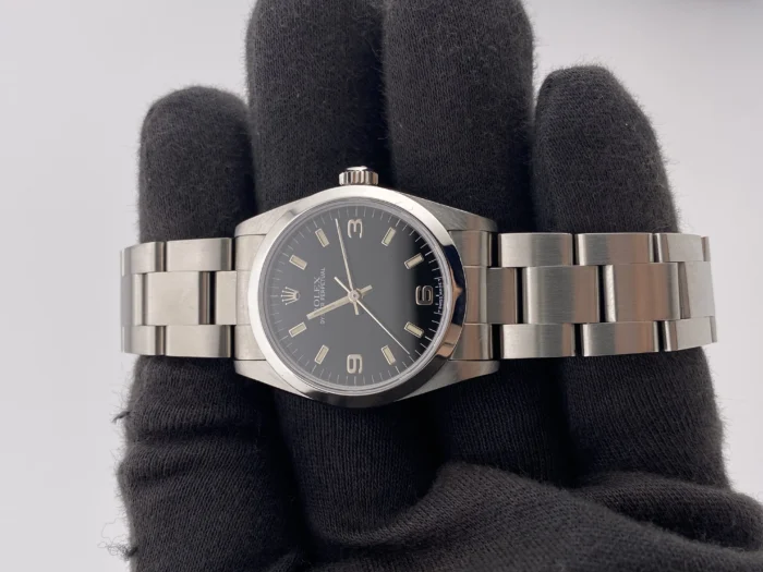Rolex Oyster Perpetual Black Stick Dial on Oyster Ref. 77080 with Papers 1999 - Image 2