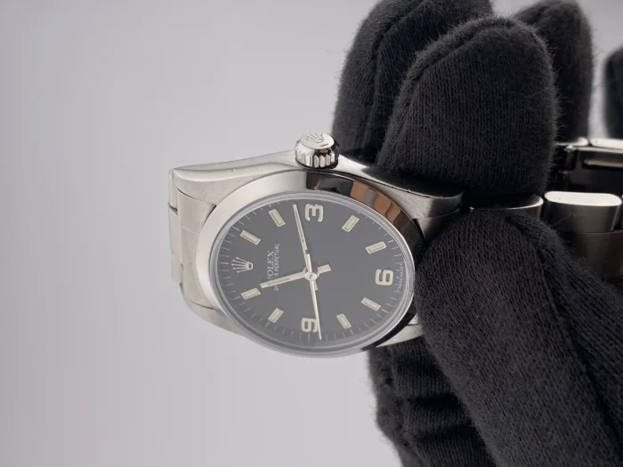 Rolex Oyster Perpetual Black Stick Dial on Oyster Ref. 77080 with Papers 1999 - Image 3