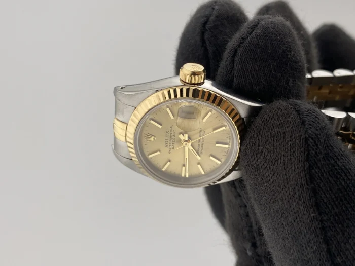 Rolex Datejust Lady Champagne Stick Dial on Jubilee Ref. 69173 with Papers 1992 - Image 3