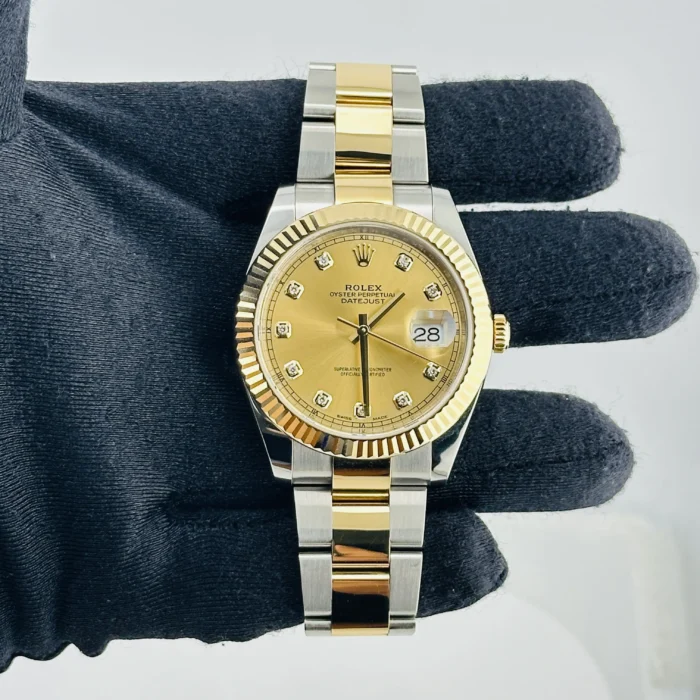 Rolex Datejust Champagne Diamond Factory Dial on Oyster Bracelet Ref. 126333 with New Style Card (White) 2018 - Image 2