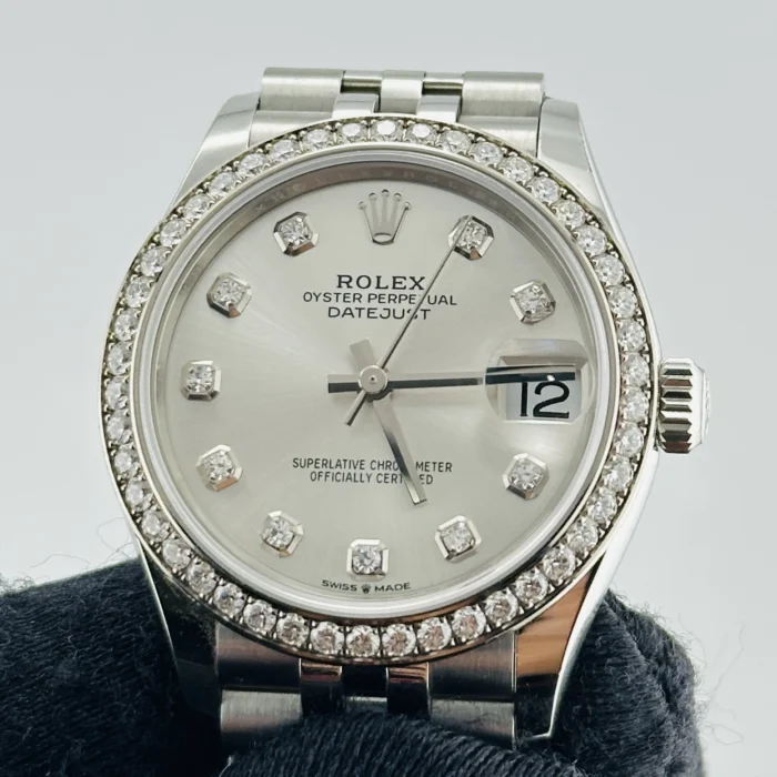 Rolex Datejust Silver Diamond Factory Dial on D-Link Jubilee Bracelet Ref. 278384RBR with New Style Card (green) 2023 - Image 3