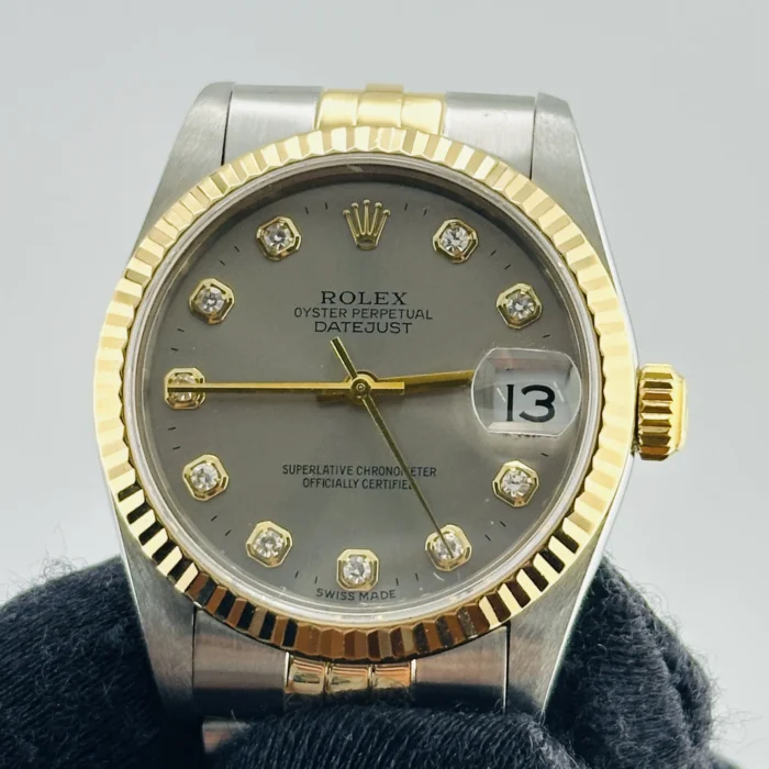 Rolex Datejust Refinished Grey Diamond Dial on D-Link Jubilee Bracelet Ref. 68273 - Image 3
