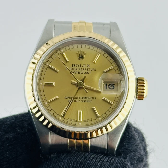 Rolex Datejust Lady Champagne Stick Dial on D-Link Jubilee Bracelet Ref. 69173 - Image 3