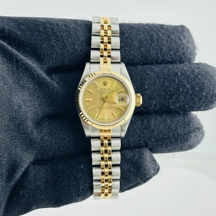 Rolex Datejust Lady Champagne Stick Dial on D-Link Jubilee Bracelet Ref. 69173 - Image 2