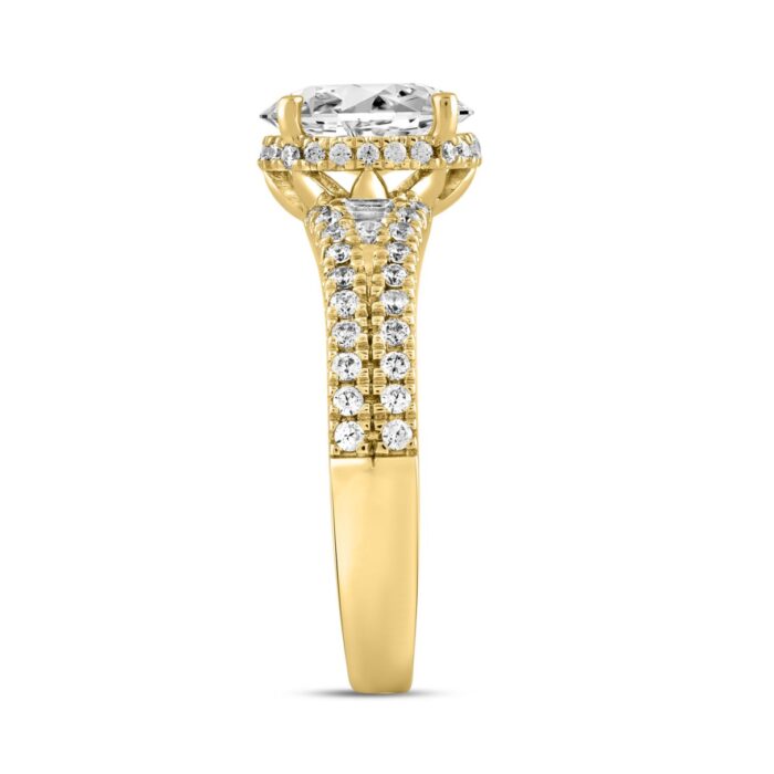 LADIES RING 2 1/2CT ROUND/BAGUETTE/OVAL DIAMOND 14K YELLOW GOLD (CENTER STONE OVAL DIAMOND 3.00CT) - Image 3