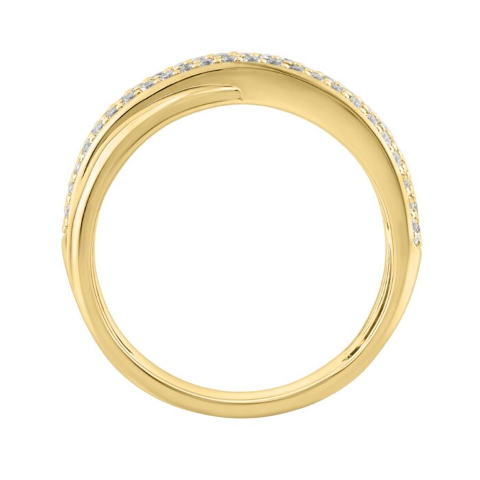 Elegant 10K Yellow Gold Lab Grown Diamond Ladies Ring 1/2Ct Round Cut Crossover Engagement Design (Color F-G -Clarity Vs1/Vs2) - Image 2
