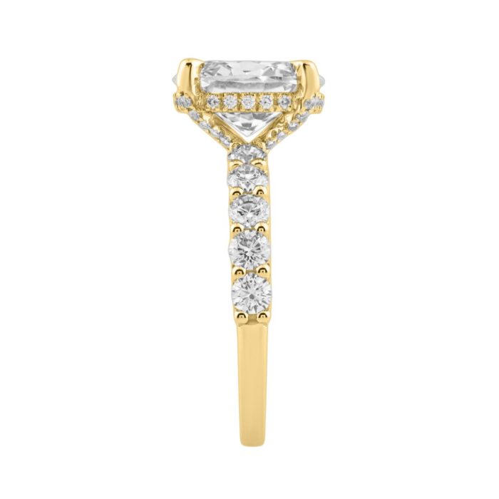 14K Yellow Gold 5 1/2Ct Oval & Round Diamond Engagement Ring Women Bridal Wedding Ring 4Ct Oval Center Stone (Color F-G -Clarity Vs1/Vs2) - Image 3
