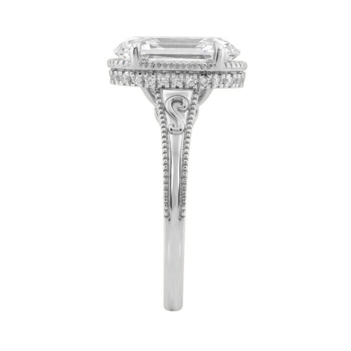LADIES 14K White Gold 2 1/6Ct Diamond Engagement Ring Elongated Oval Cut Center With Round Side Stones, Elegant Fine Ring 2Ct Oval Center Stone (Color - Image 3