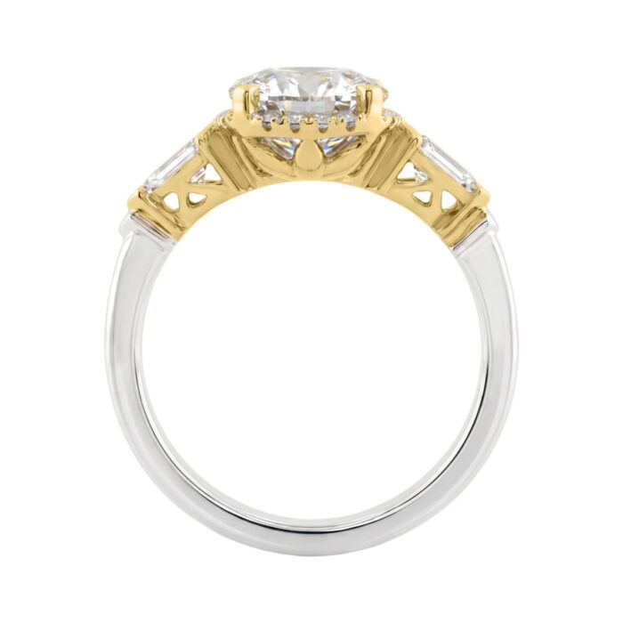 14K White/Yellow Gold 2 1/2Ct Round & Pear Cut Diamond Halo Bridal Ring Engagement Ring For Women 2Ct Round Center Stone (Color F-G -Clarity Vs1/Vs2) - Image 2