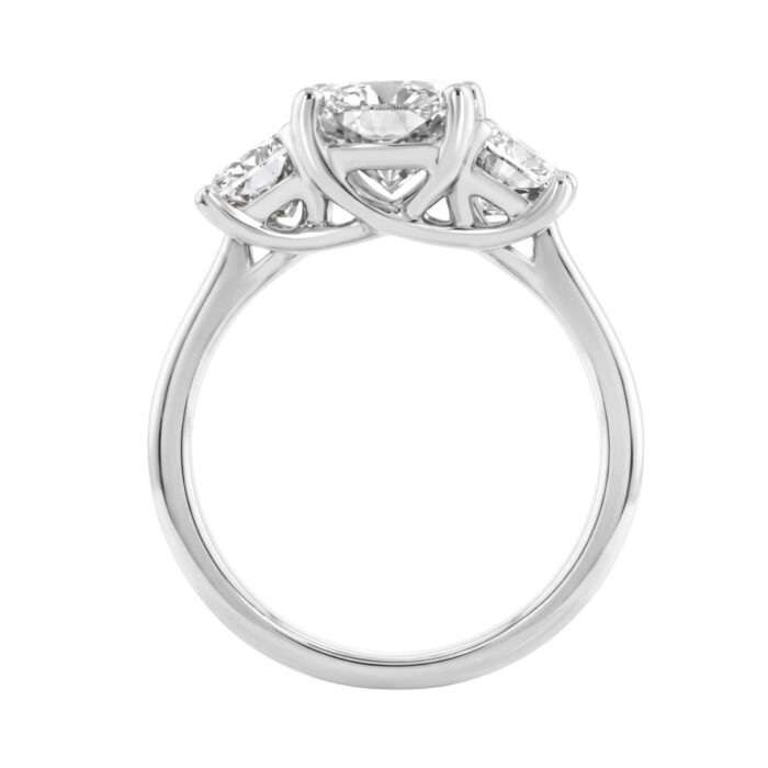 14K White Gold 5.00Ct Radiant Lab Grown Diamond Ring 3.00Ct Center Stone Radiant Diamond Three Stone Engagement Ring For Women (Color F-G Clarity Vs1 - Image 2