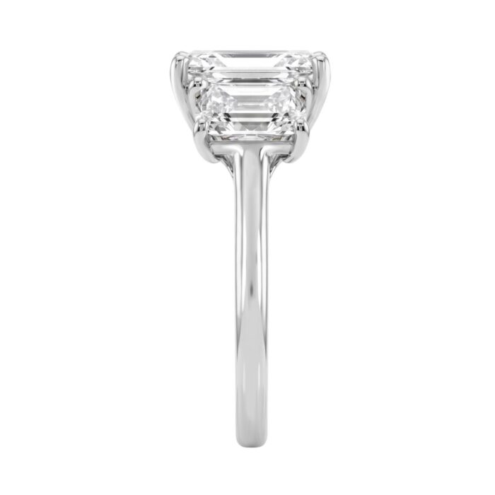 14K White Gold 5.00Ct Radiant Lab Grown Diamond Ring 3.00Ct Center Stone Radiant Diamond Three Stone Engagement Ring For Women (Color F-G Clarity Vs1 - Image 3