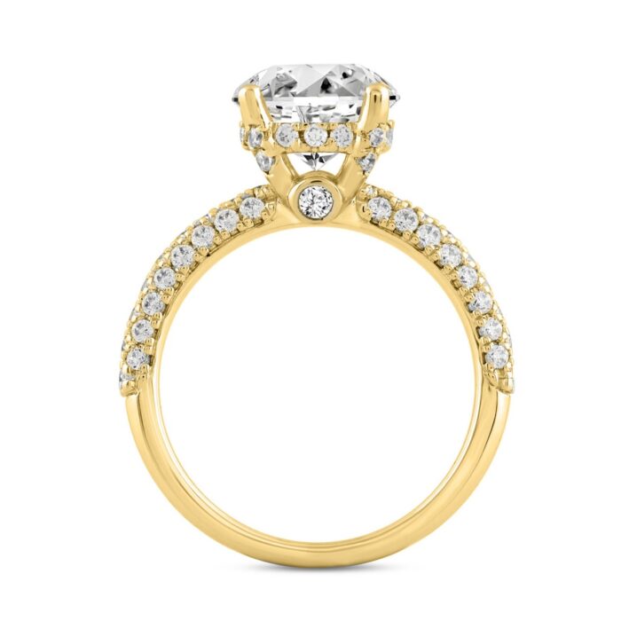 LADIES RING 3 3/4CT ROUND DIAMOND 14K YELLOW GOLD (CENTER STONE ROUND DIAMOND 3CT ) - Image 2