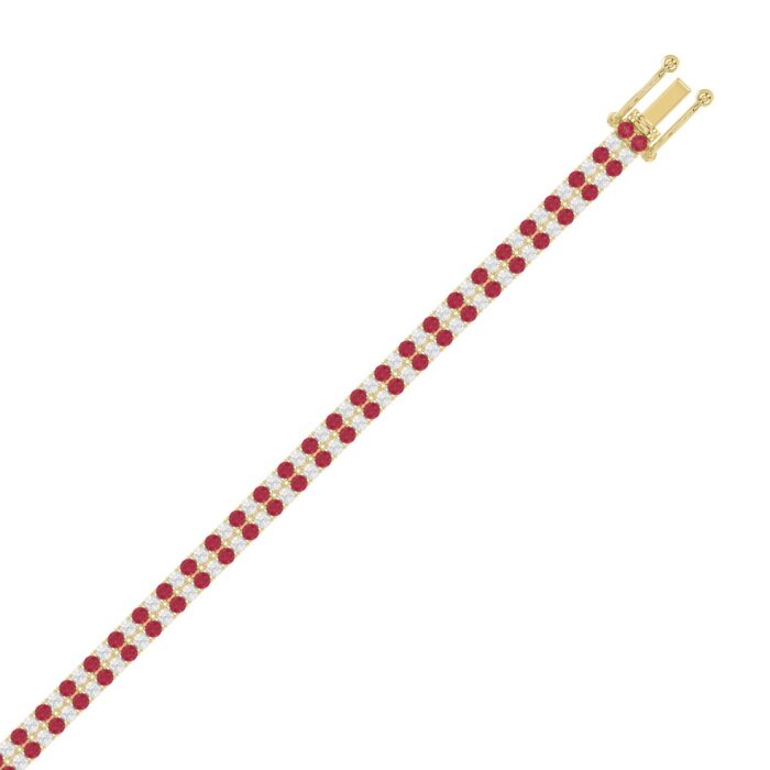 14K YELLOW GOLD 5 3/4CT ROUND/RUBY ROUND DIAMOND LADIES BRACELET (RUBY ROUND DIAMOND 2 3/4CT) - Image 3