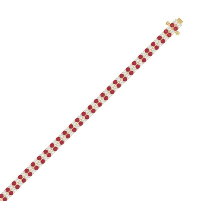 14K YELLOW GOLD 5 3/4CT ROUND/RUBY ROUND DIAMOND LADIES BRACELET (RUBY ROUND DIAMOND 2 3/4CT) - Image 2