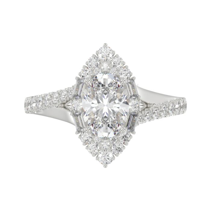 14K WHITE GOLD 2.00CT ROUND/OVAL/BAGUETTE DIAMOND LADIES RING - Image 5