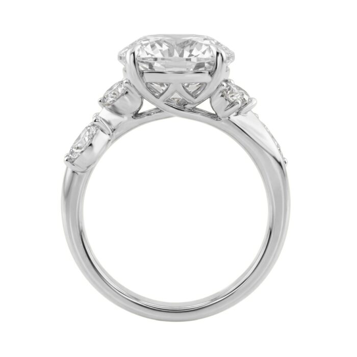 14K White Gold 5 1/2Ct Lab-Grown Diamond Engagement Ring For Women 5Ct Round Center Stone With Marquise Side Stones, Luxury Bridal Ring (Color F-G -Cl - Image 2