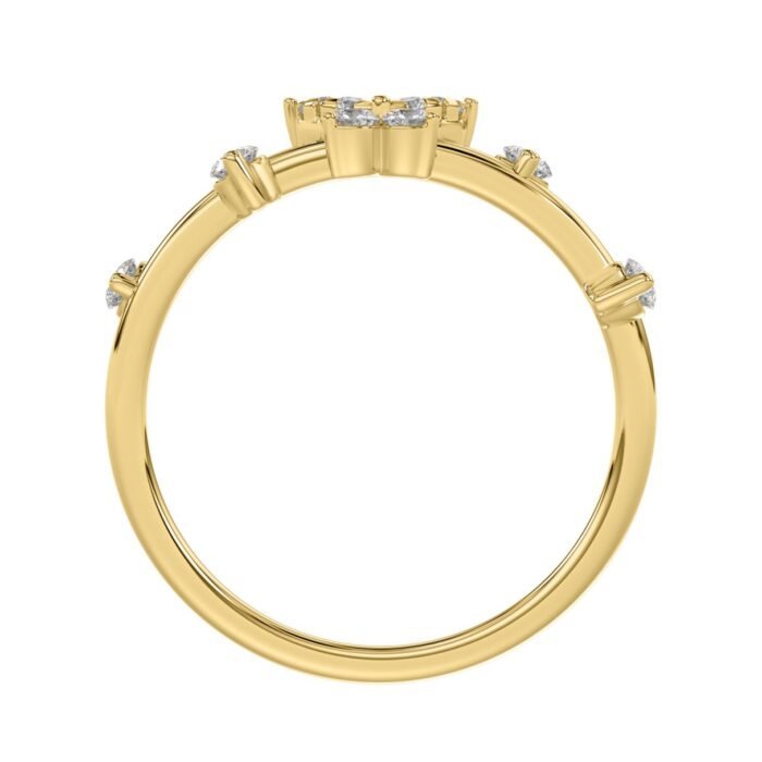 Elegant 10K Yellow Gold Ladies Ring With 1/5Ct Round Diamond And Butterfly Design - Image 3