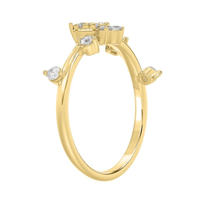 Elegant 10K Yellow Gold Ladies Ring With 1/5Ct Round Diamond And Butterfly Design - Image 2