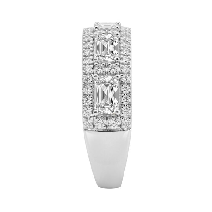 Luxury 2.00Ct 14K White Gold Lab-Grown Diamond Anniversary Ladies Ring Radiant Center & Round Side Diamonds (Color F-G -Clarity Vs1/Vs2) - Image 3