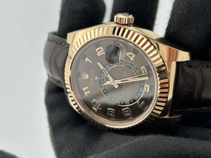 Rolex Sky-Dweller Chocolate Arabic Numerals Dial on Brown Alligator Leather Strap Ref. 326135 with Card (New Style White) 2017 - Image 3