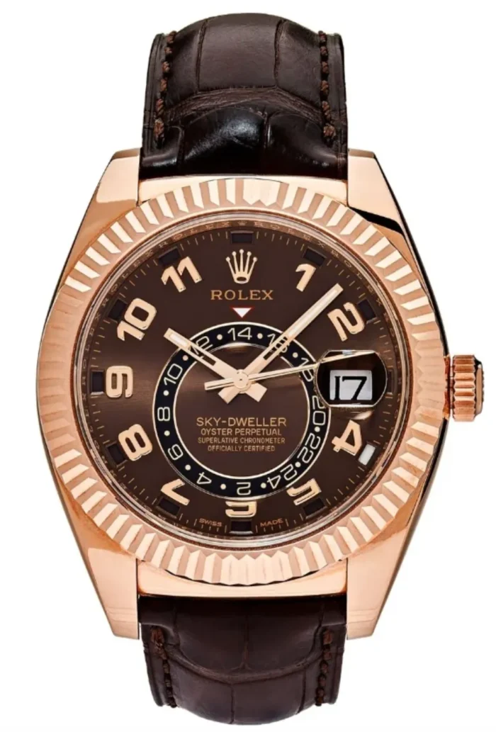 Rolex Sky-Dweller Chocolate Arabic Numerals Dial on Brown Alligator Leather Strap Ref. 326135 with Card (New Style White) 2017 - Image 1