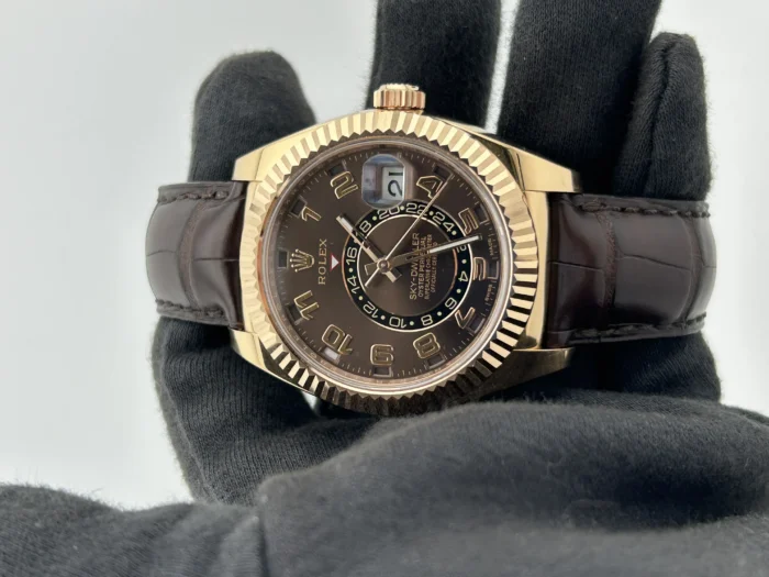 Rolex Sky-Dweller Chocolate Arabic Numerals Dial on Brown Alligator Leather Strap Ref. 326135 with Card (New Style White) 2017 - Image 2