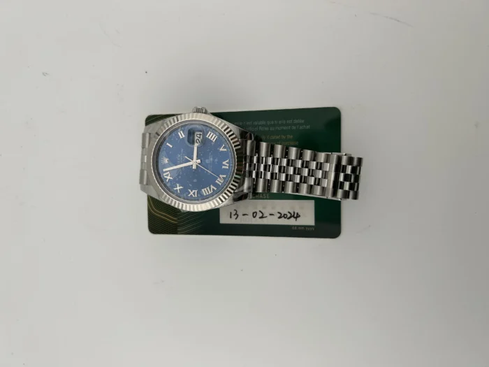 Rolex Datejust 41 Blue Roman Numerals Dial on Jubilee D-Link Bracelet Ref. 126334 with Card 2024 - Image 7