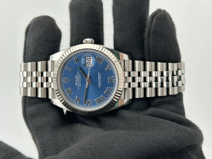 Rolex Datejust 41 Blue Roman Numerals Dial on Jubilee D-Link Bracelet Ref. 126334 with Card 2024 - Image 2