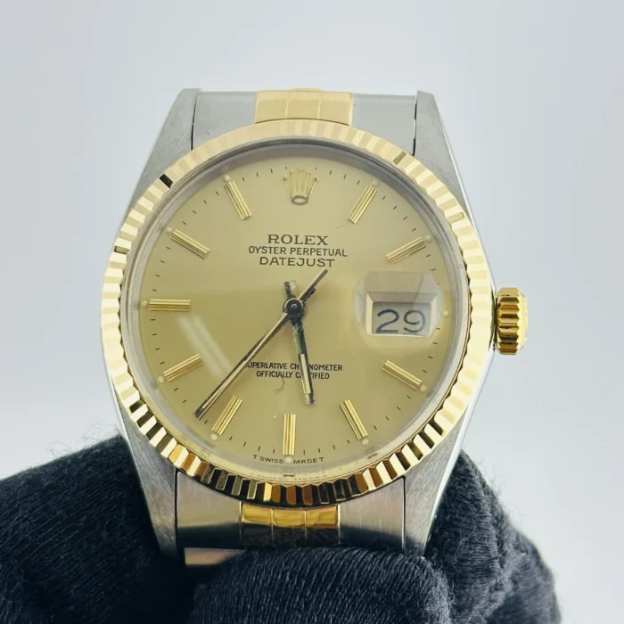 Rolex Datejust Champagne Stick Dial on D-Link Jubilee Bracelet Ref. 16013 - Image 3