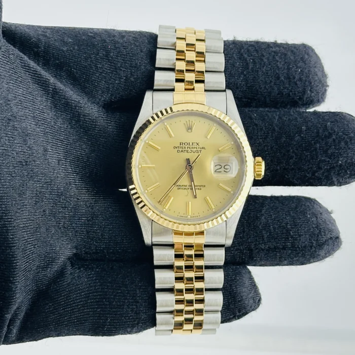 Rolex Datejust Champagne Stick Dial on D-Link Jubilee Bracelet Ref. 16013 - Image 2