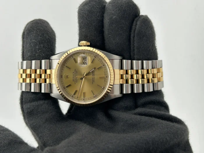 Rolex Datejust Champagne Stick Dial on Jubilee D-Link Bracelet Ref. 16233 - Image 2
