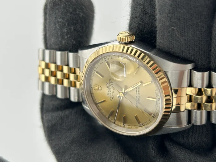 Rolex Datejust Champagne Stick Dial on Jubilee D-Link Bracelet Ref. 16233 - Image 3