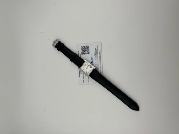 Cartier Tank Must Silver Roman Numerals Dial on Generic Black Leather Band Ref. WSTA0059 with Card 2022 - Image 7