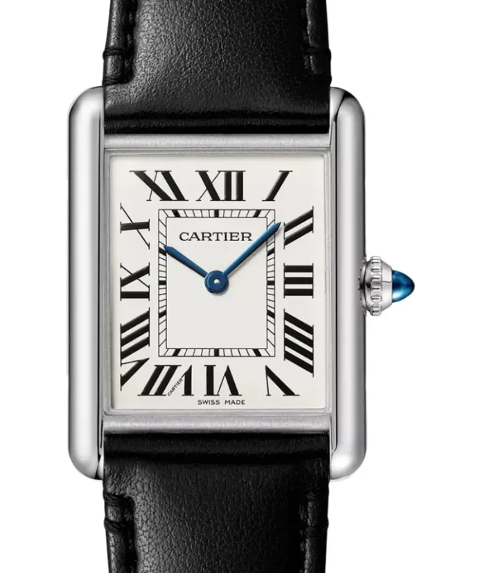 20917825_rais9cl1gq0pml2y6y64whb0xvb3.webp Cartier Tank Must Silver Roman Numerals Dial on Generic Black Leather Band Ref. WSTA0059 with Card 2022 - Image 1