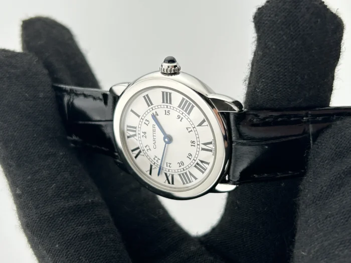 Cartier Ronde Solo de Cartier Silver Roman & Arabic Numerals Dial on Black Leather Strap Ref. W6700155 with Card 2017 - Image 3