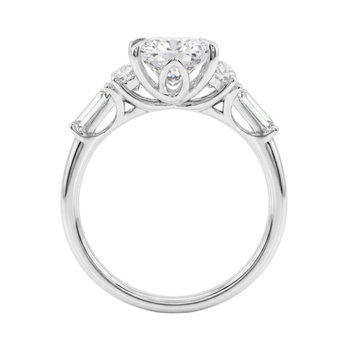 14K WHITE GOLD 4.00CT RADIANT/HALF MOON/TAPER BAGUETTE DIAMOND LADIES RING - Image 2